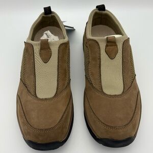 NIB The Walking Company River Taupe Nubuck Leather Slide On Walking Shoes